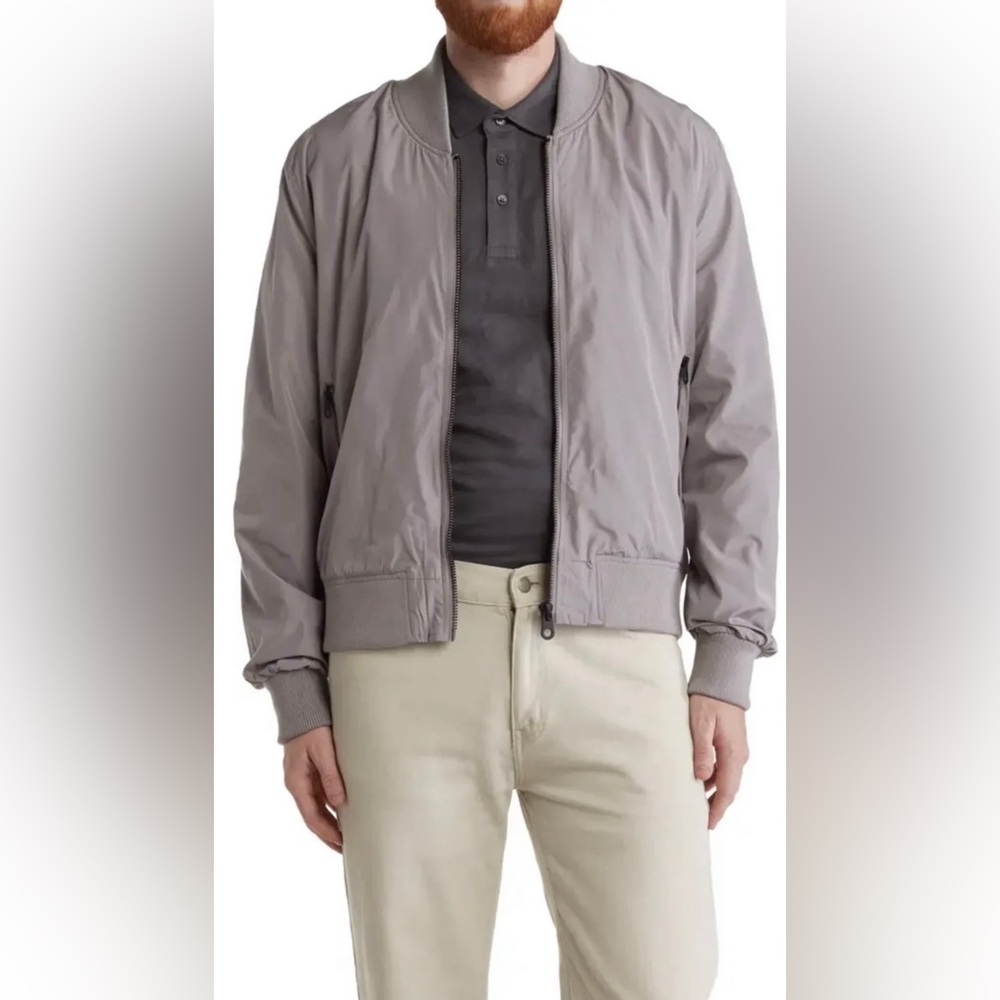 Jeff-The Baltic Nylon Bomber Jacket Mens Size Large Gray Grey MSRP $298